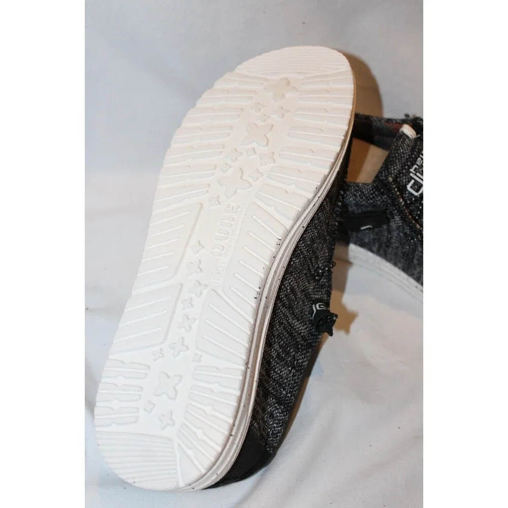 Hey Dude Men's Wally Casual Slip On Sneakers‎ BLACK WHITE Sz 8 NEW